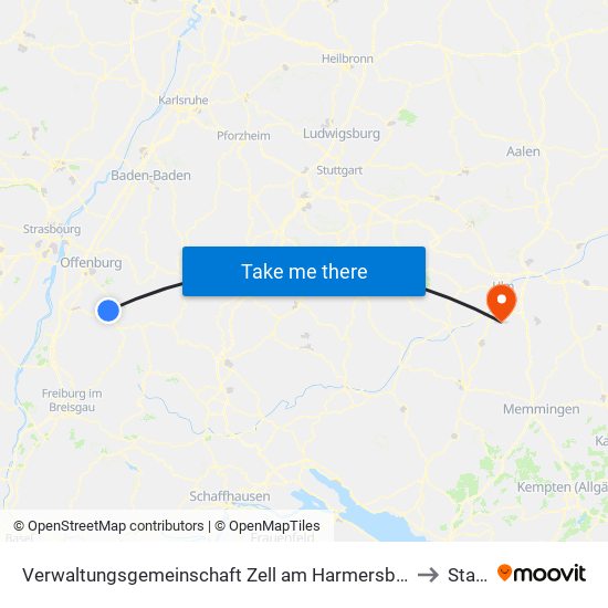 Verwaltungsgemeinschaft Zell am Harmersbach to Staig map
