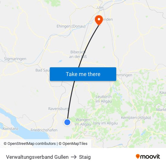 Verwaltungsverband Gullen to Staig map