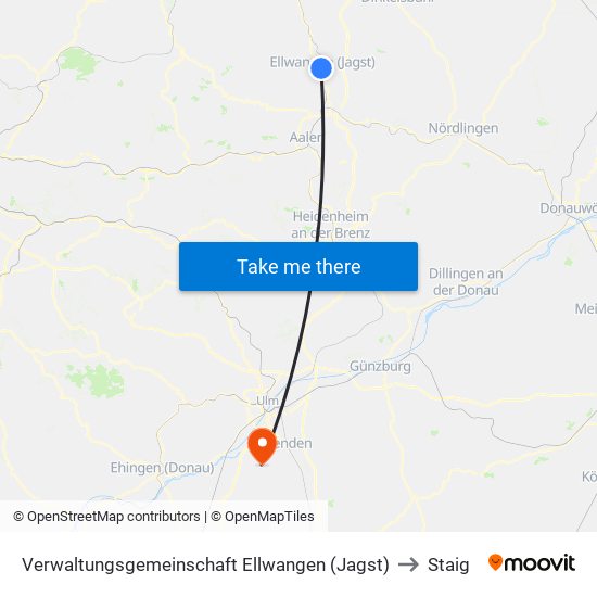 Verwaltungsgemeinschaft Ellwangen (Jagst) to Staig map