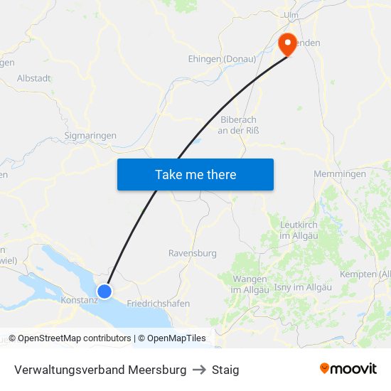 Verwaltungsverband Meersburg to Staig map