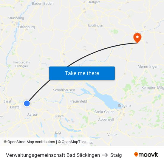 Verwaltungsgemeinschaft Bad Säckingen to Staig map