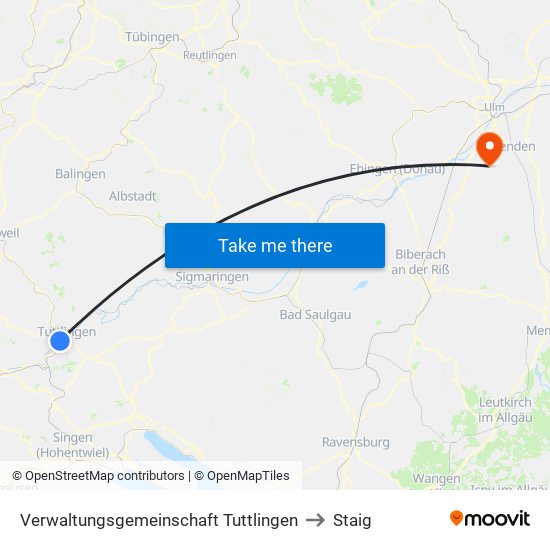 Verwaltungsgemeinschaft Tuttlingen to Staig map