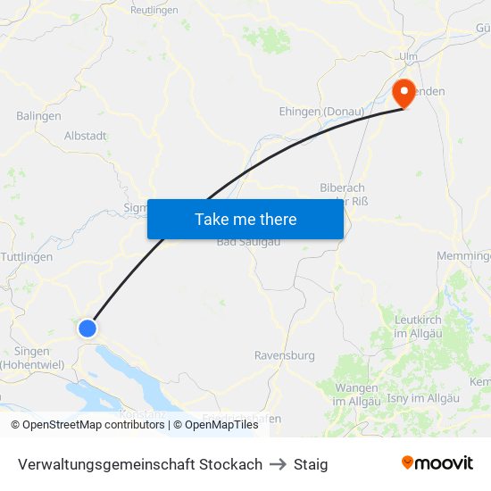 Verwaltungsgemeinschaft Stockach to Staig map