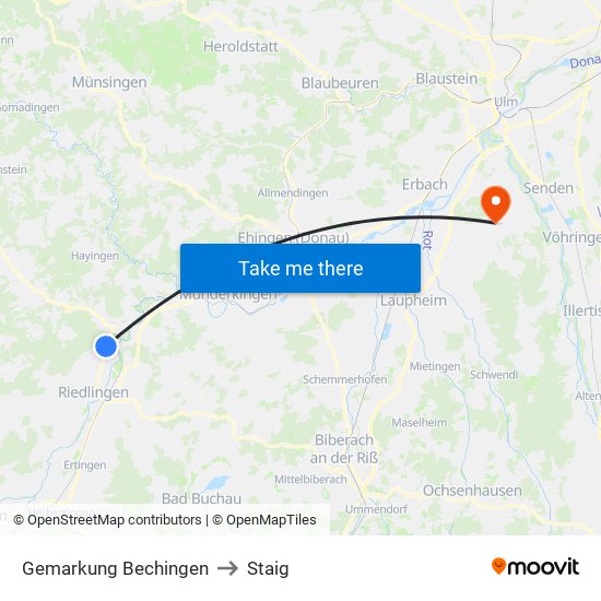 Gemarkung Bechingen to Staig map