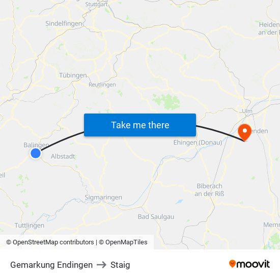 Gemarkung Endingen to Staig map