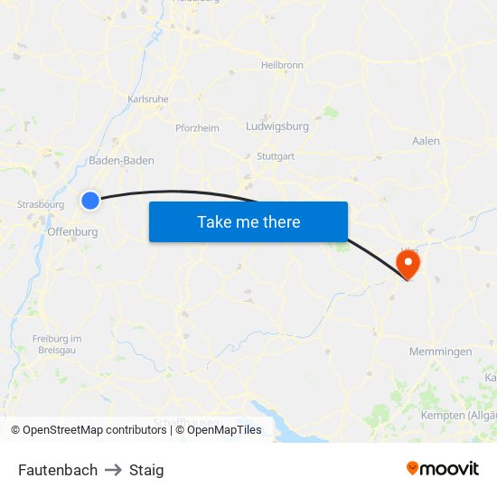 Fautenbach to Staig map