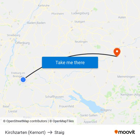 Kirchzarten (Kernort) to Staig map