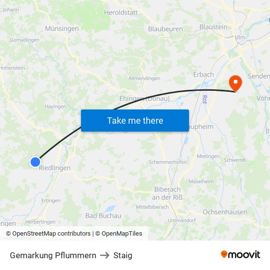 Gemarkung Pflummern to Staig map