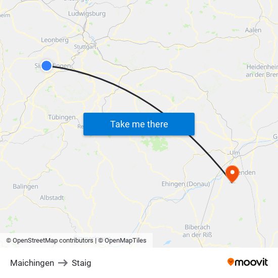 Maichingen to Staig map