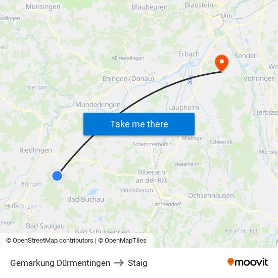 Gemarkung Dürmentingen to Staig map