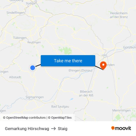 Gemarkung Hörschwag to Staig map