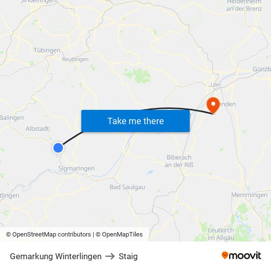 Gemarkung Winterlingen to Staig map