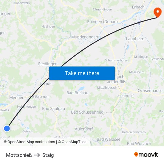 Mottschieß to Staig map
