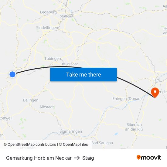 Gemarkung Horb am Neckar to Staig map