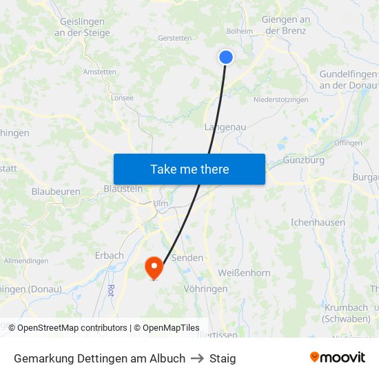 Gemarkung Dettingen am Albuch to Staig map