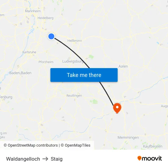 Waldangelloch to Staig map