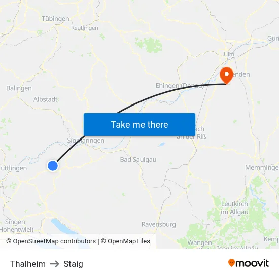 Thalheim to Staig map