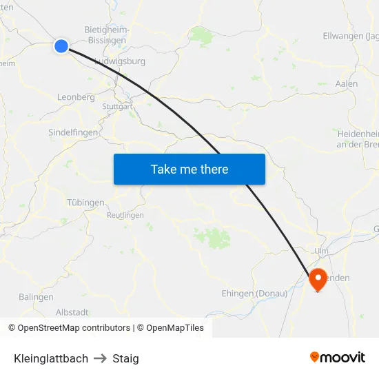 Kleinglattbach to Staig map