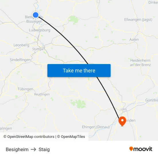 Besigheim to Staig map