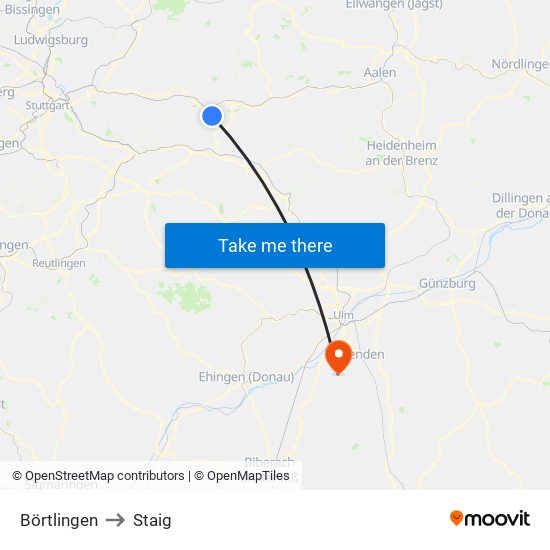 Börtlingen to Staig map