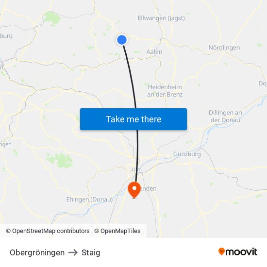 Obergröningen to Staig map