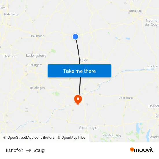 Ilshofen to Staig map