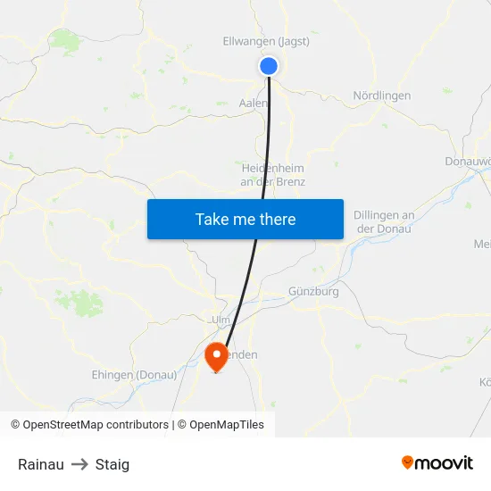 Rainau to Staig map