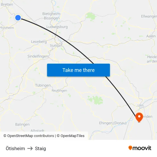 Ötisheim to Staig map