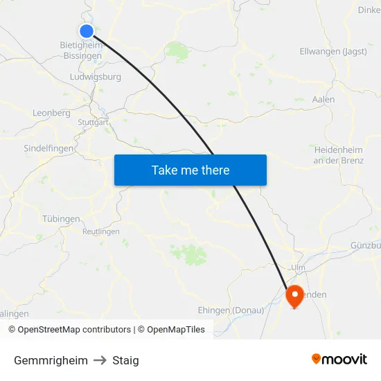 Gemmrigheim to Staig map