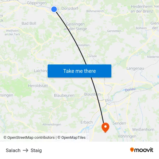 Salach to Staig map
