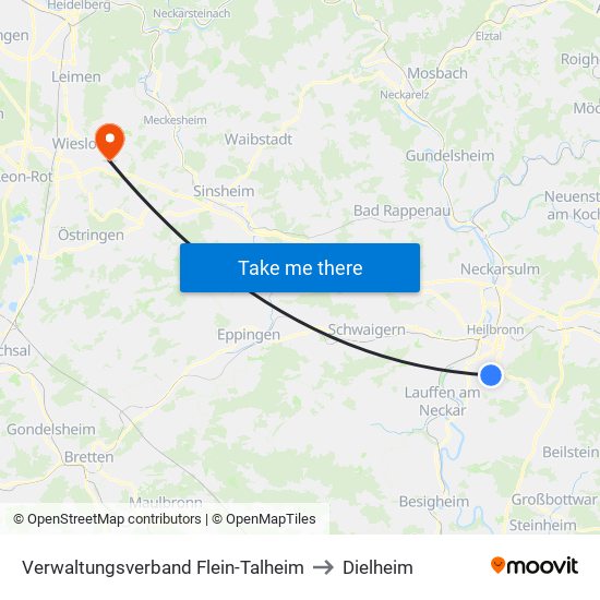 Verwaltungsverband Flein-Talheim to Dielheim map