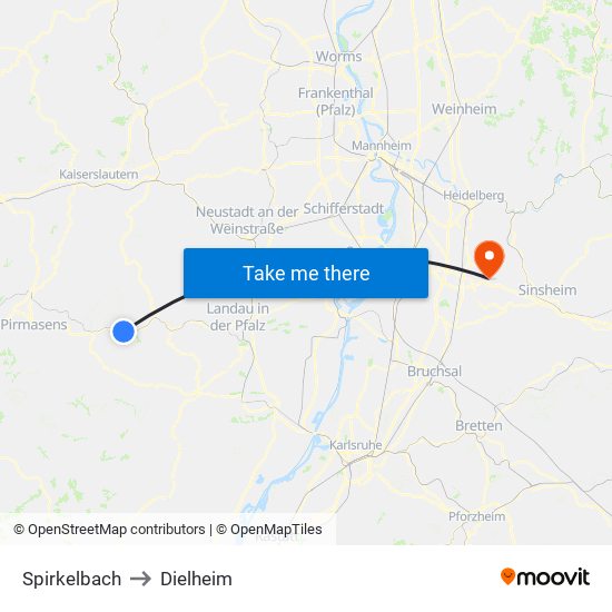 Spirkelbach to Dielheim map