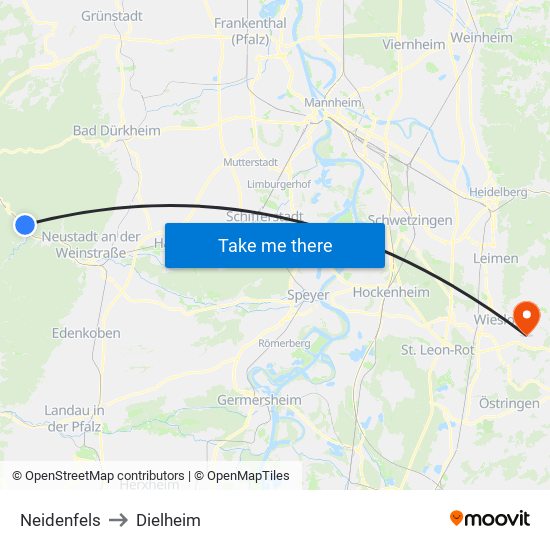 Neidenfels to Dielheim map