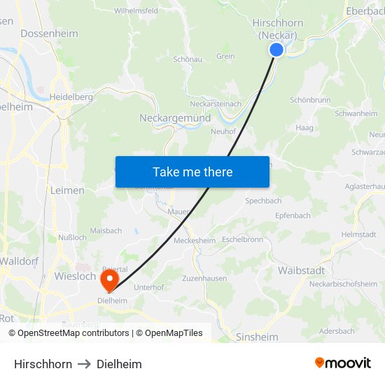 Hirschhorn to Dielheim map