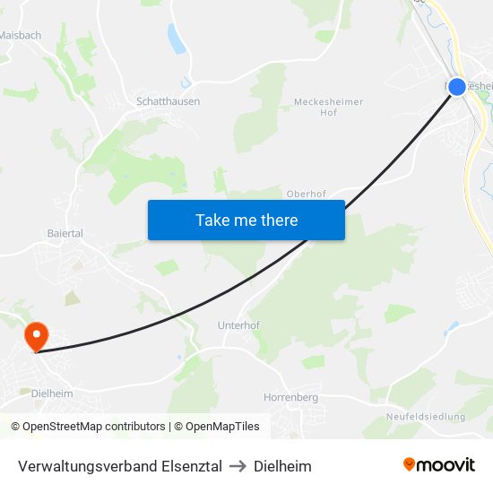 Verwaltungsverband Elsenztal to Dielheim map