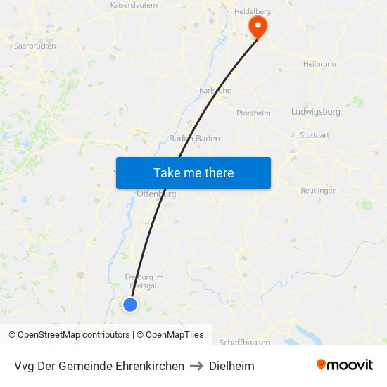 Vvg Der Gemeinde Ehrenkirchen to Dielheim map