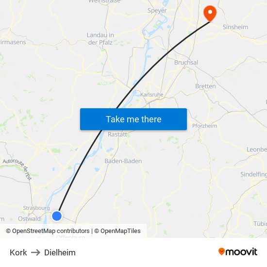 Kork to Dielheim map