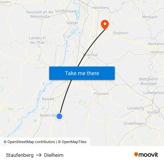 Staufenberg to Dielheim map