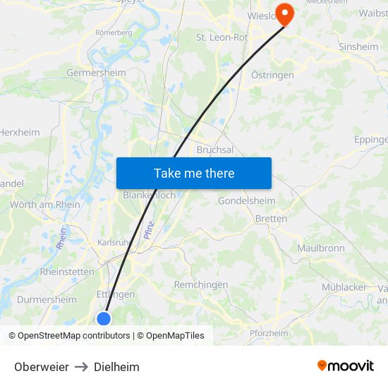 Oberweier to Dielheim map