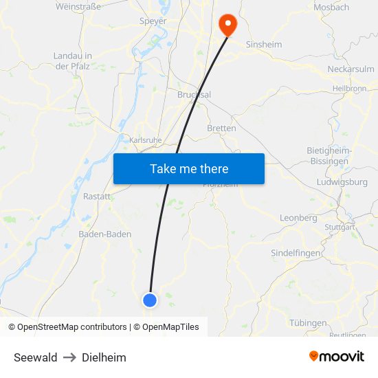 Seewald to Dielheim map
