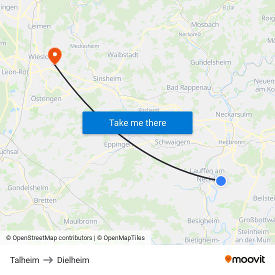 Talheim to Dielheim map