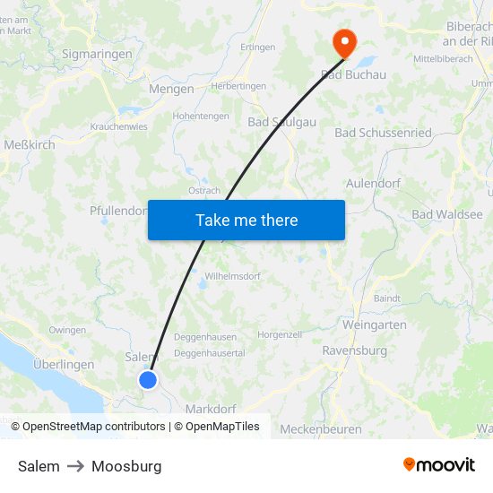 Salem to Moosburg map