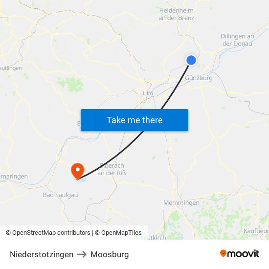 Niederstotzingen to Moosburg map