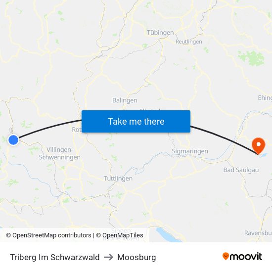 Triberg Im Schwarzwald to Moosburg map