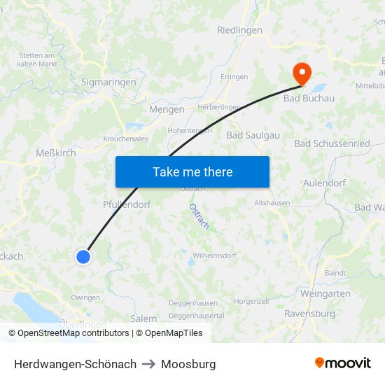 Herdwangen-Schönach to Moosburg map