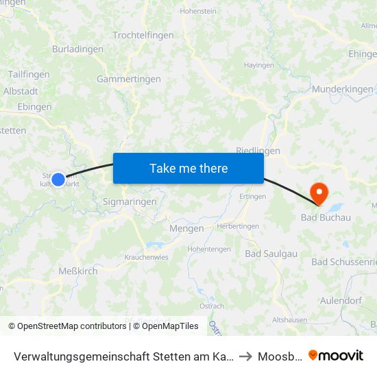 Verwaltungsgemeinschaft Stetten am Kalten Markt to Moosburg map