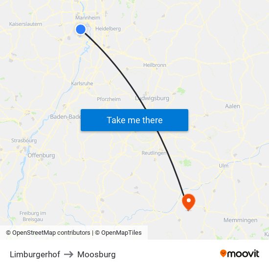 Limburgerhof to Moosburg map