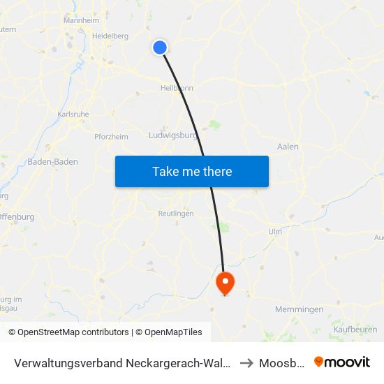 Verwaltungsverband Neckargerach-Waldbrunn to Moosburg map