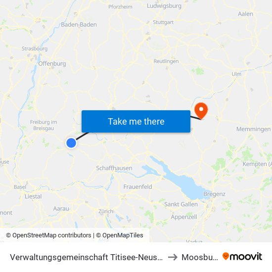 Verwaltungsgemeinschaft Titisee-Neustadt to Moosburg map