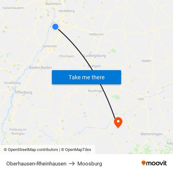 Oberhausen-Rheinhausen to Moosburg map